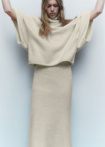 Zara Geniş Kollu Boğazlı Örgülü Kazak M - Görsel 5