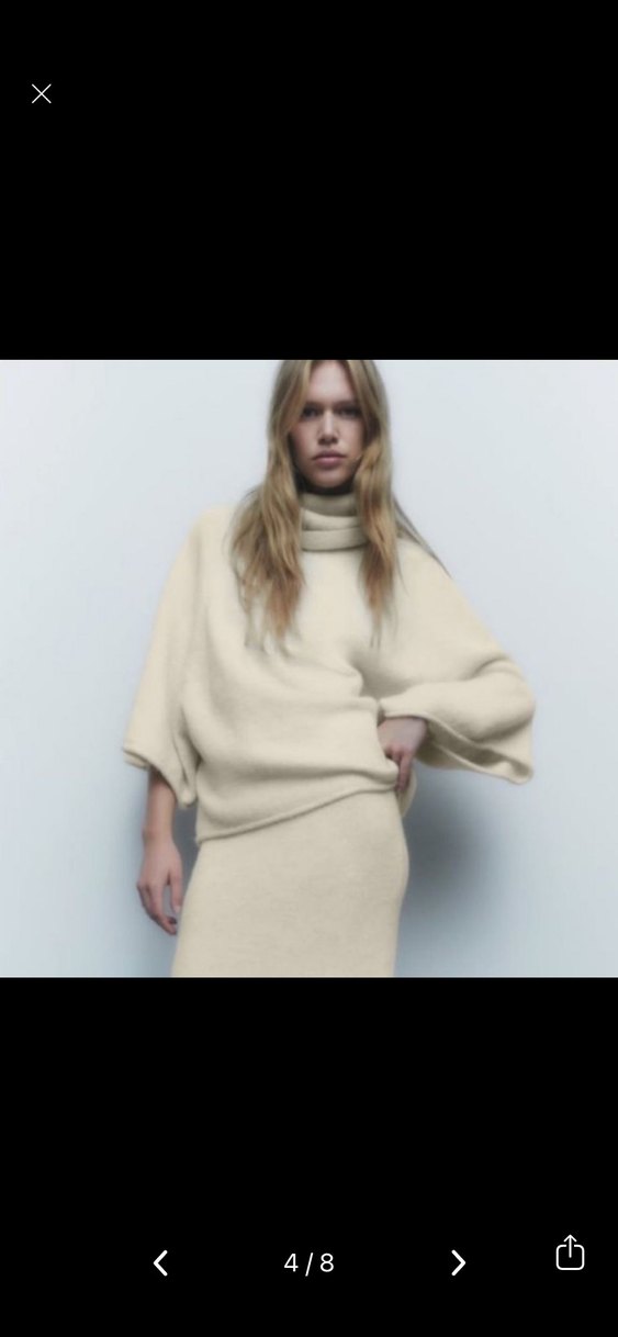 Zara Geniş Kollu Boğazlı Örgülü Kazak M - Görsel 4