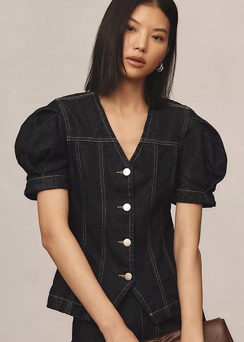 Damson Madder Shell Denim Üst/Bluz UK 8
