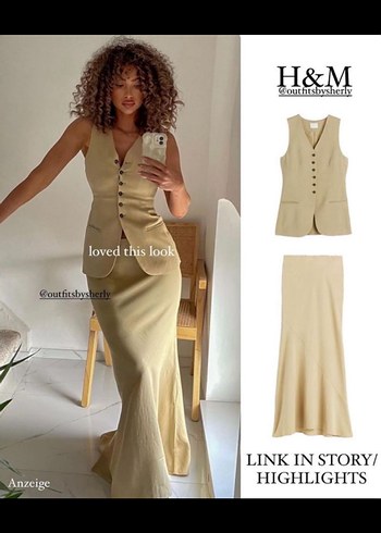 H&M H&M EDITION Bej Etek Yelek&Ceket Takımı