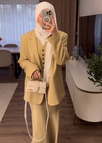 s Beden ten rengi Renk H&M EDITION Bej Etek Yelek&Ceket Takımı