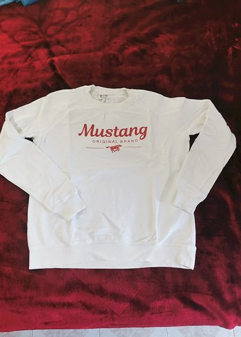s Beden Mustang Beyaz Baskılı Kadın Sweatshirt