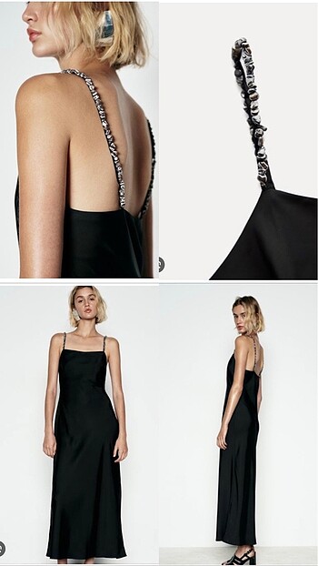 Zara askısı taşlı sıfır etiketli elbise