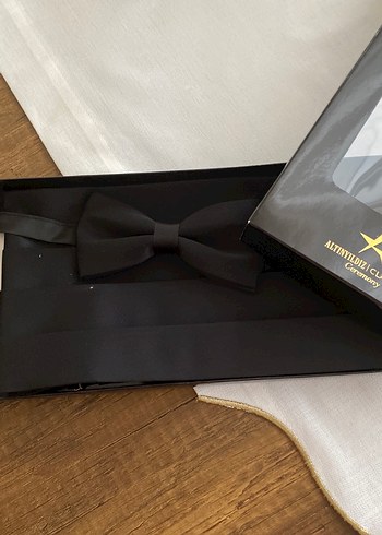 Klasik Siyah Desenli Erkek Papyon Kuşak Seti - Görsel 3