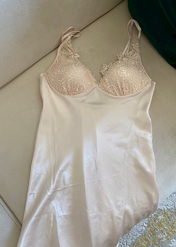 Diğer Jeremi 4 parça Toz pembe Parlak İp Askılı Pijama Takımı Seti