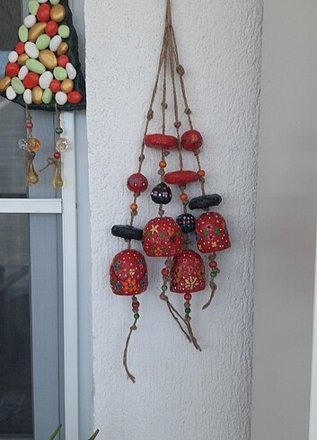 Beden Otantik El Yapımı Bahçe Balkon Kırmızı Çanlar