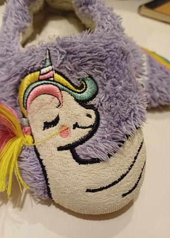 Kızlar için Mor Unicorn Sıcak Terlikler - Görsel 3