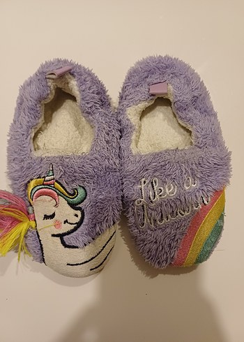 Kızlar için Mor Unicorn Sıcak Terlikler - Görsel 2