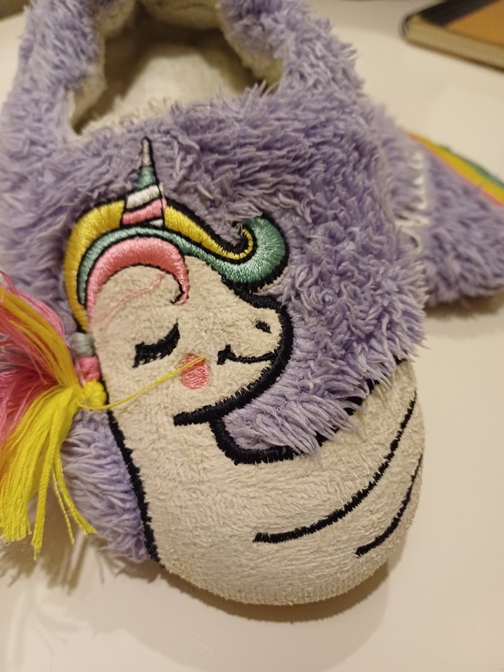 Kızlar için Mor Unicorn Sıcak Terlikler - Görsel 3