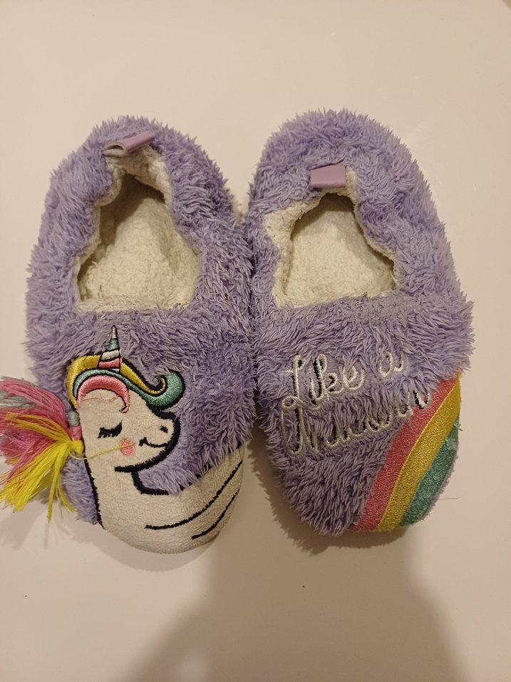 Kızlar için Mor Unicorn Sıcak Terlikler - Görsel 2
