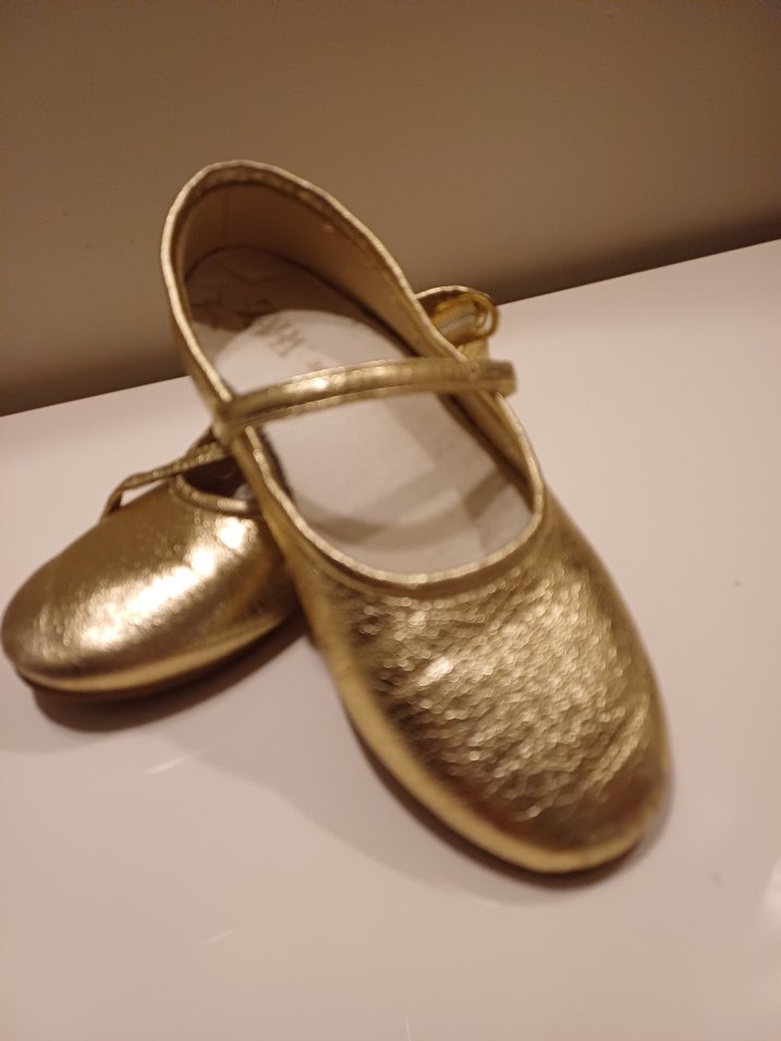 Kız Çocuk Altın Renk Deri Babet Ayakkabı - Görsel 2