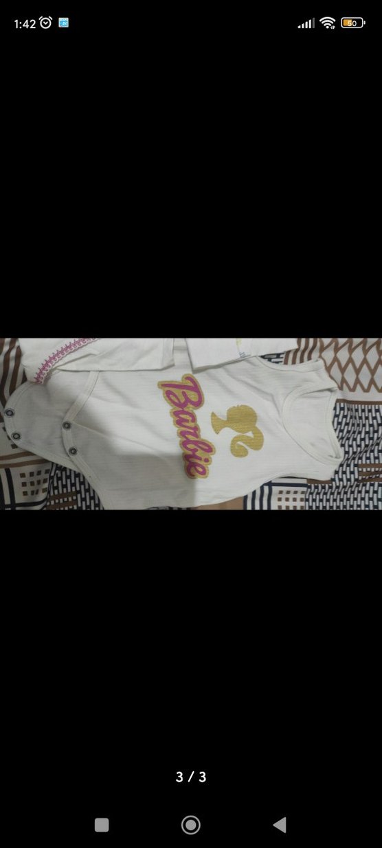 Beyaz Baskılı Bebek Atletleri Barbie - Görsel 3