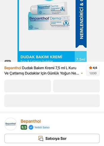 Bepanthol Dudak Bakım Kremi 7,5 ml