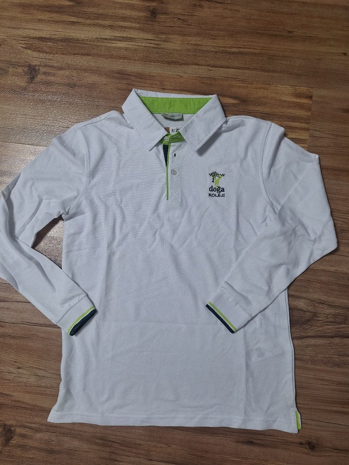 Orjinal doğa koleji Uzun Kollu Beyaz Erkek Polo Tişört - Görsel 4