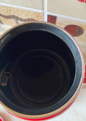 Emaye  Parlak Kırmızı Çift Katmanlı Çaydanlık - Görsel 6