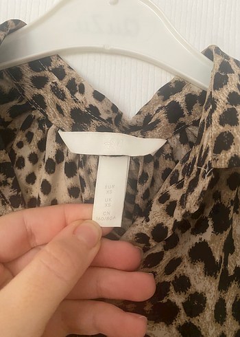 xs Beden kahverengi Renk Kahverengi Leopar Desenli Kadın Gömlek