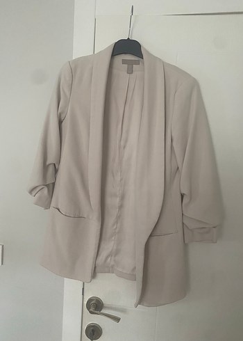 Bej Kadın Keten Midi Blazer