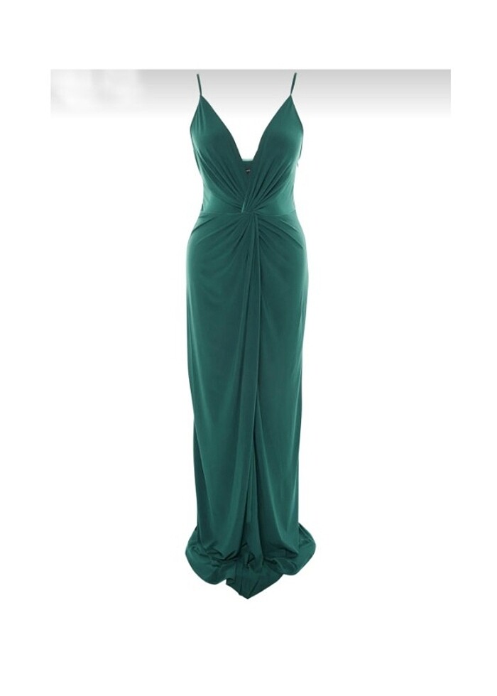 Zümrüt Yeşili Drape Elbise - Görsel 5