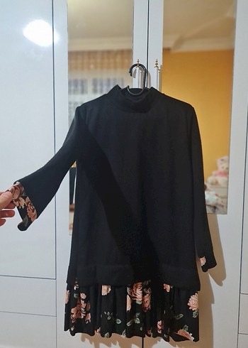 Çiçek Desenli Siyah Hamile Uzun Etek - Görsel 2