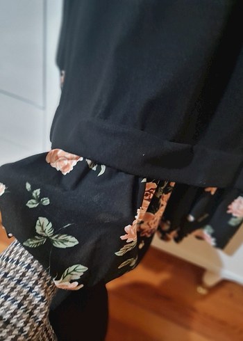 Çiçek Desenli Siyah Hamile Uzun Etek - Görsel 4