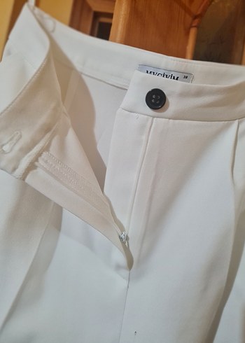 Düğmeli Beyaz Kadın Blazer Ceket Takım - Görsel 10