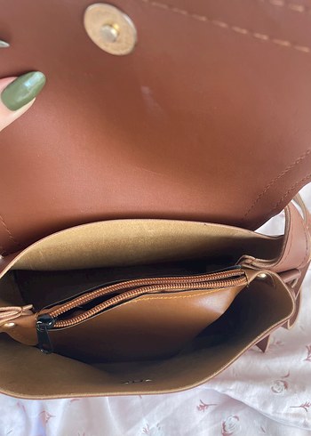 Kahverengi Deri Kadın Çanta - Görsel 3