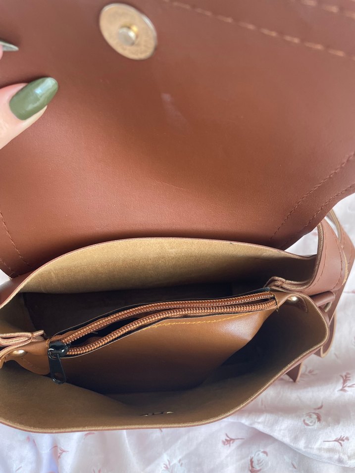 Kahverengi Deri Kadın Çanta - Görsel 3