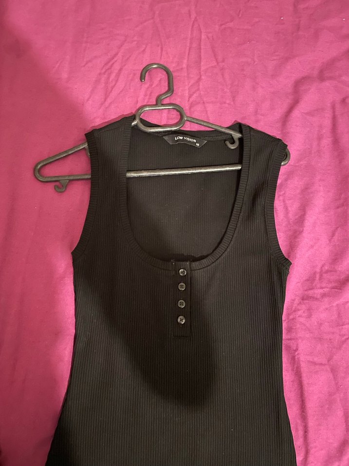 Düğmeli Siyah Uzun Kadın Elbise - Görsel 2