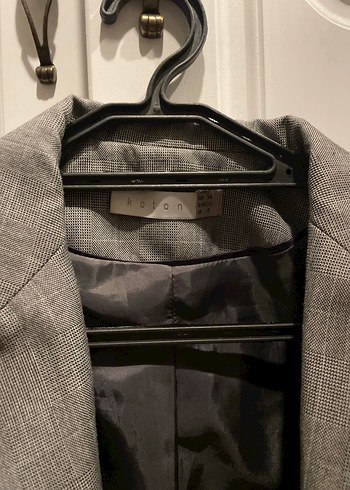 Gri Kadın Keten Kumaşlı Düğmeli Blazer - Görsel 2