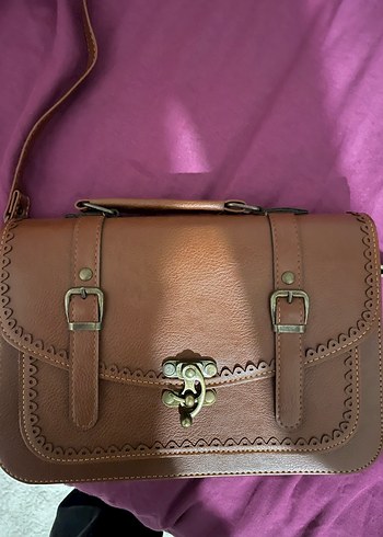 Kahverengi Deri Tokalı Bohem Kadın Çanta - Görsel 2