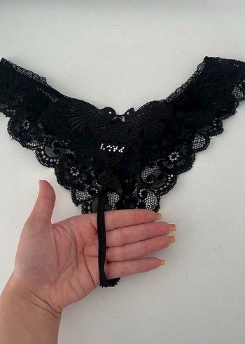 Nakışlı Siyah Gotik Midi Külot