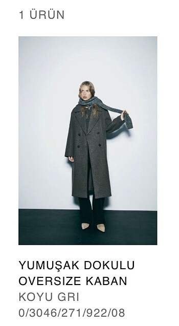 ZARA YENİ SEZON ANTRASİT KABAN