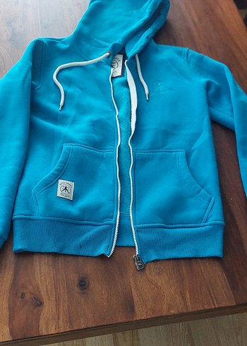 Mavi Fermuarlı Kadın Sweatshirt