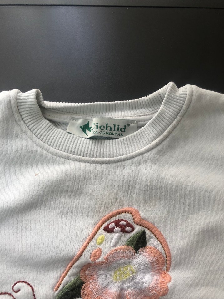 Beyaz Kelebek Desenli Kız Sweatshirt - Görsel 2