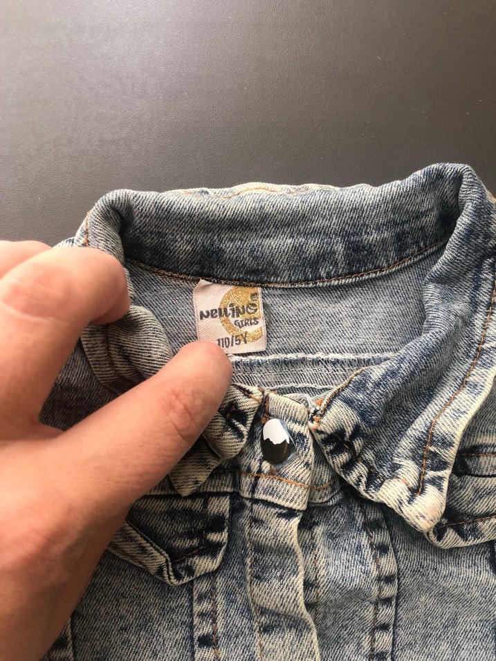 Gri Düğmeli Kız Denim Ceket - Görsel 2