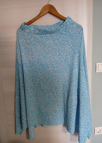 Zara Mavi Batik Desenli Salaş Midi Etek