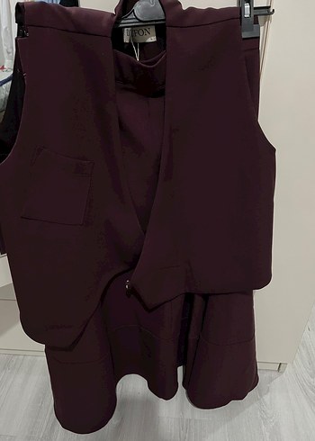 Zara Bordo Kemerli Uzun Kollu Kadın Takım