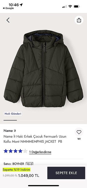 Name ıt çocuk mont