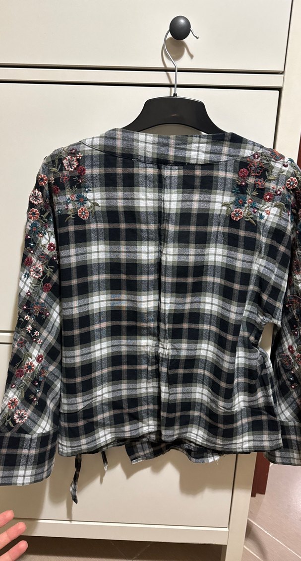 Kadın Gri Nakışlı Bohem Gömlek - Görsel 4