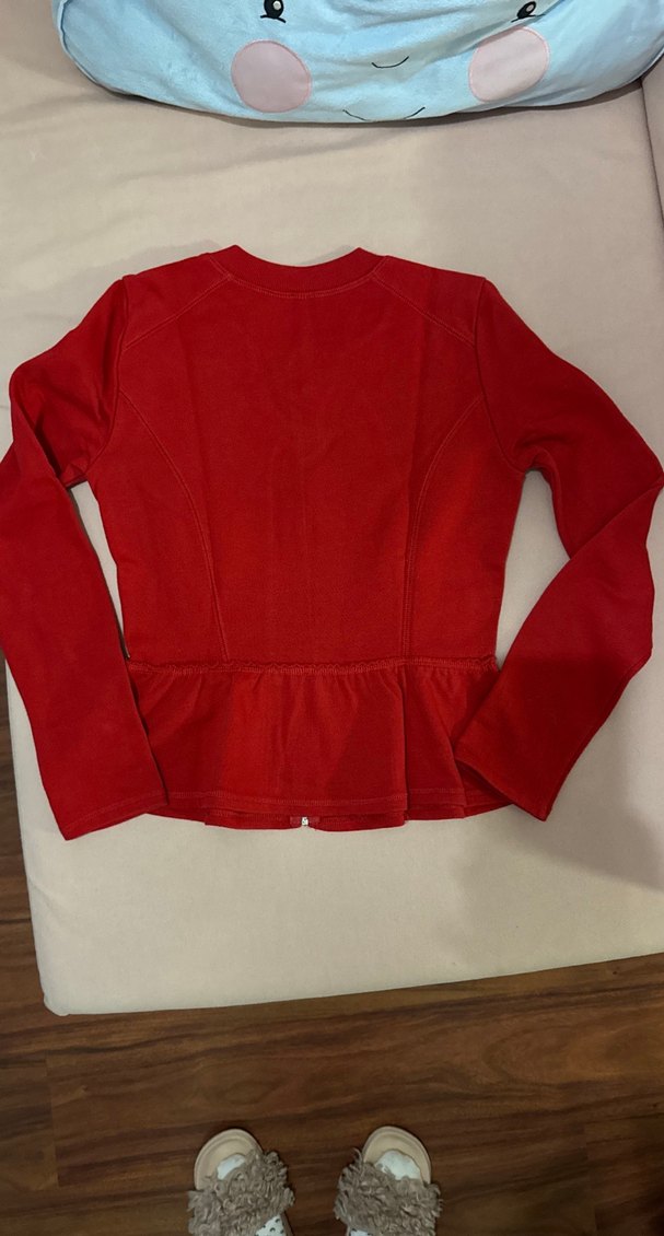 Kırmızı Kadın  Fermuarlı Peplum Ceket - Görsel 4