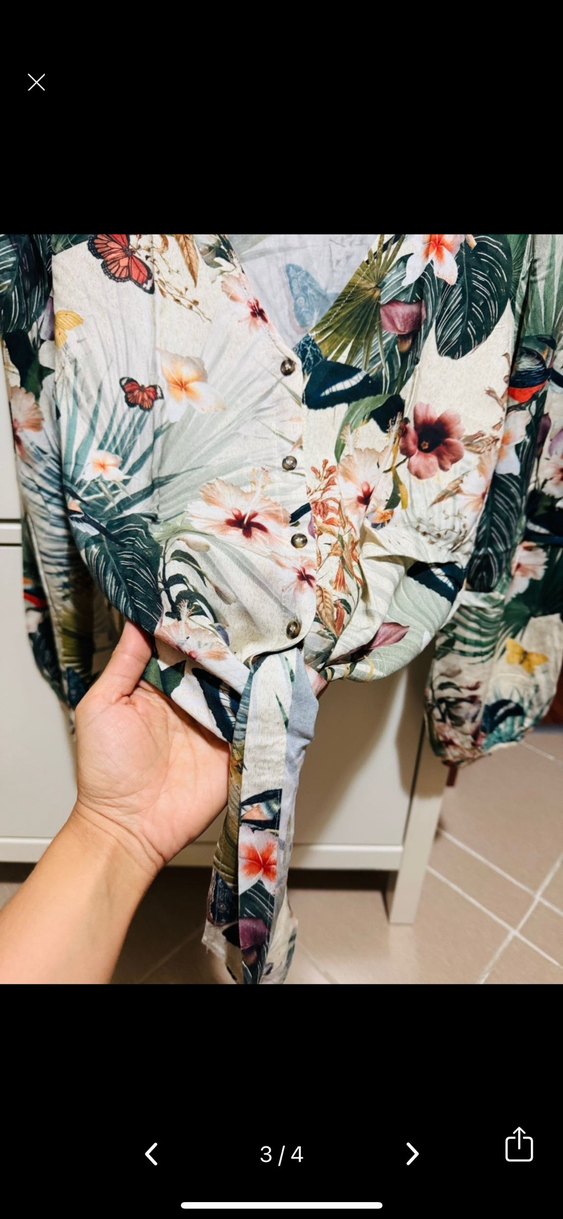 Çiçek Desenli V Yaka Bohem Kadın Gömlek - Görsel 3