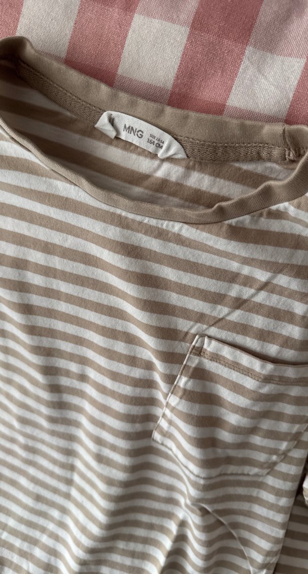 Bej Çizgili Erkek çocuk Uzun Kollu Tişört - Görsel 2