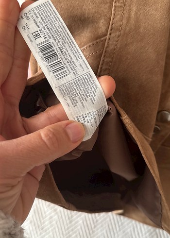 Bej Süet deri Düğmeli Mini Etek - Görsel 3