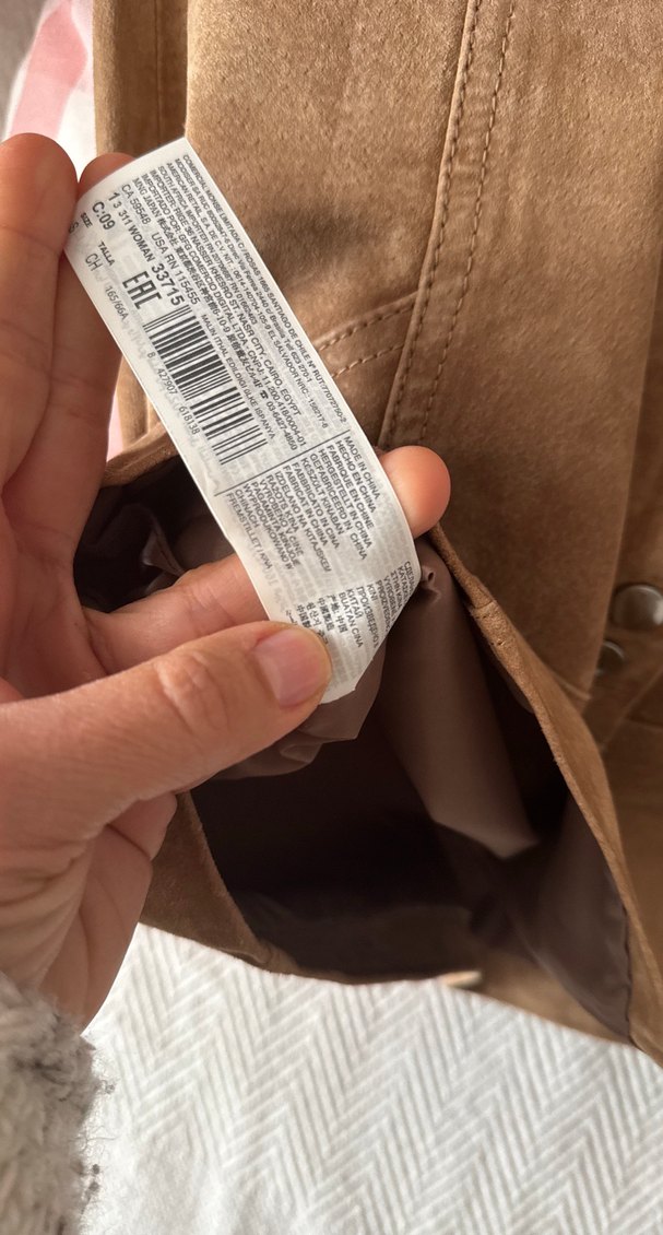 Bej Süet deri Düğmeli Mini Etek - Görsel 3