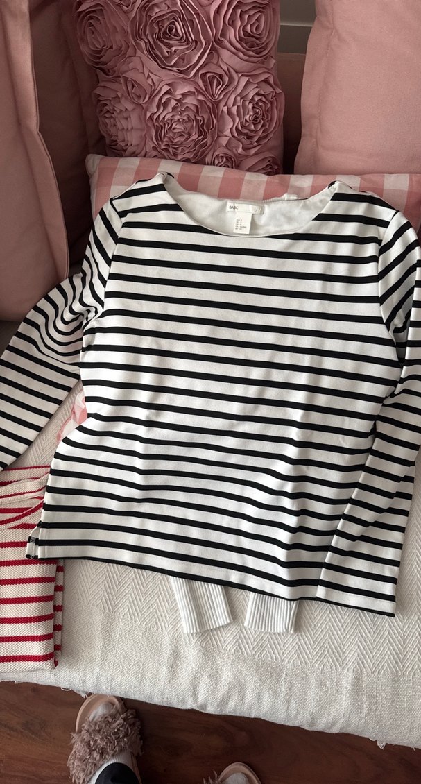 3 lü Beyaz Fitilli Kadın Triko Kazak ve çizgili - Görsel 3