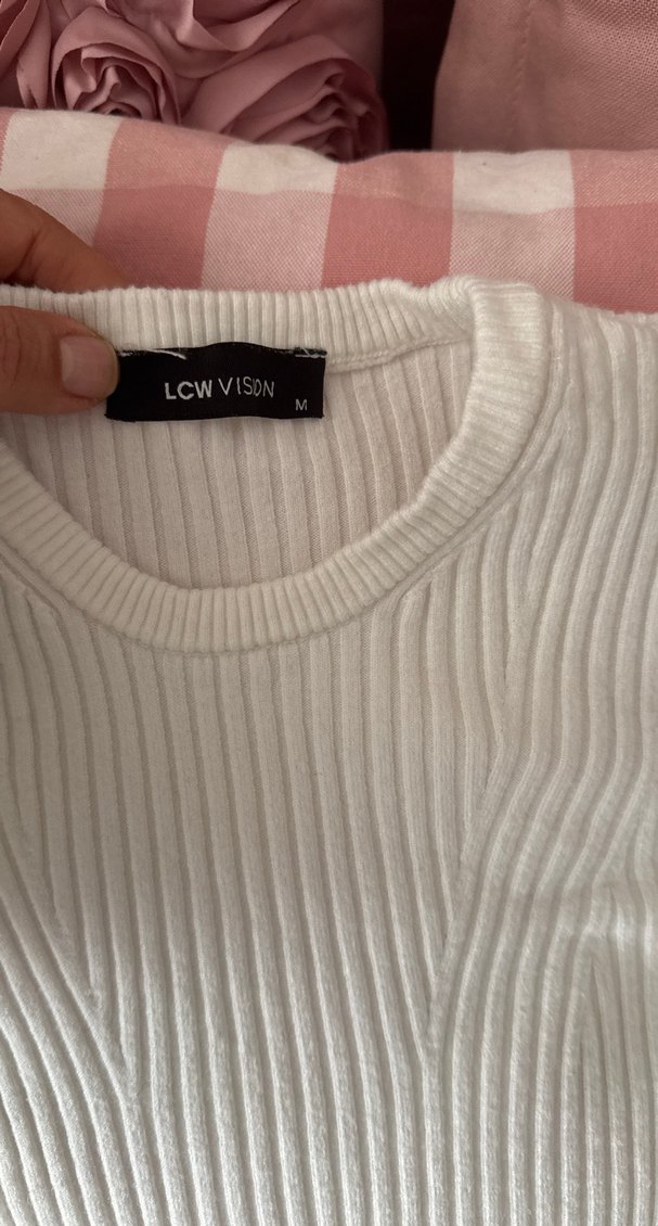 3 lü Beyaz Fitilli Kadın Triko Kazak ve çizgili - Görsel 2