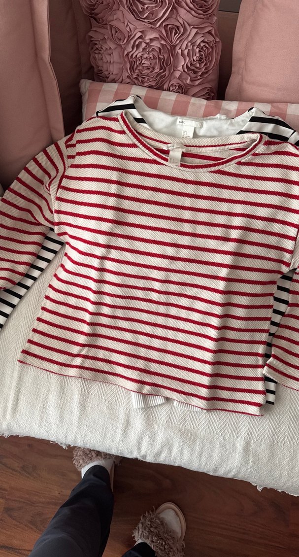 3 lü Beyaz Fitilli Kadın Triko Kazak ve çizgili - Görsel 4