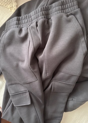 Gri Fermuarlı Kadın Midi Ceket ve pantolonu - Görsel 2