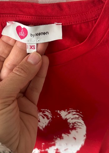 Kız Çocuk Kırmızı Baskılı Kısa Kollu Tişört - Görsel 2