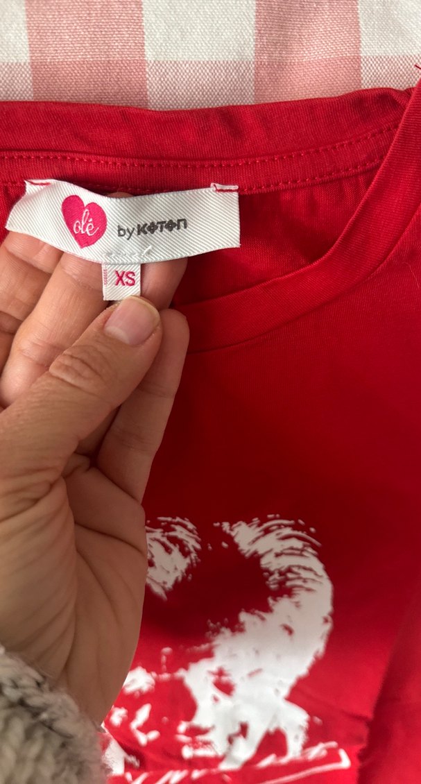 Kız Çocuk Kırmızı Baskılı Kısa Kollu Tişört - Görsel 2